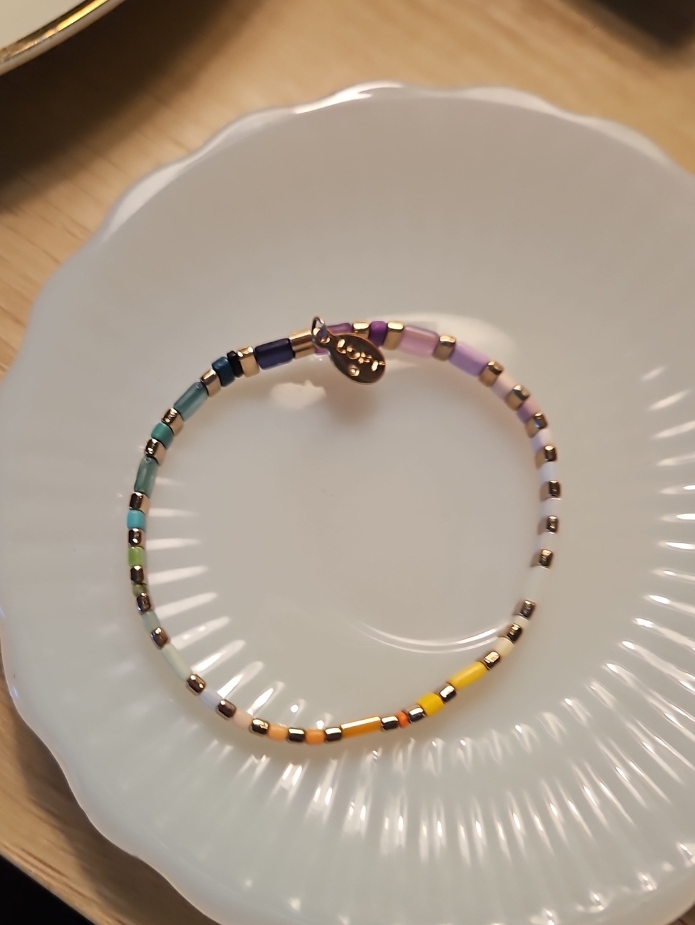 LOFT Multicolor Tiny Tube Bead Bracelet with Gold-Tone Accent